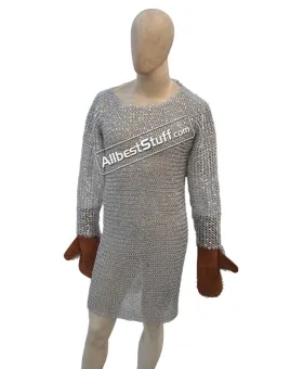 Round Riveted Aluminum Chainmaille Chest 46 full sleeve